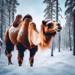 The snowy forest welcomes the camel as nature embraces all its creations The snowy forest welcomes the camel as nature embraces all its creations